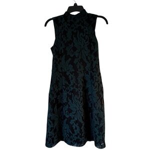 H&M Black and Teal Patterned Mini Dress